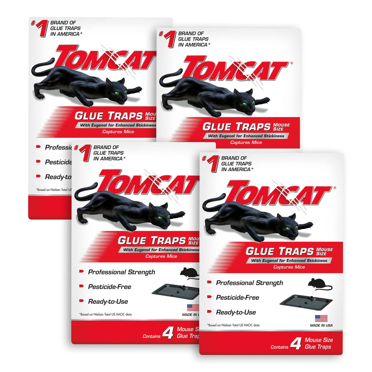 Tomcat Glue Traps with immediate grip positioned on a wall surface