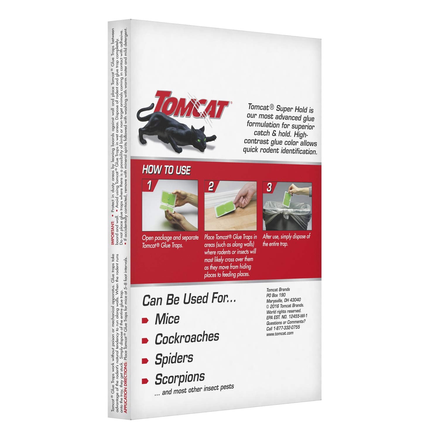 Tomcat glue traps with high-contrast color for quick pest spotting.