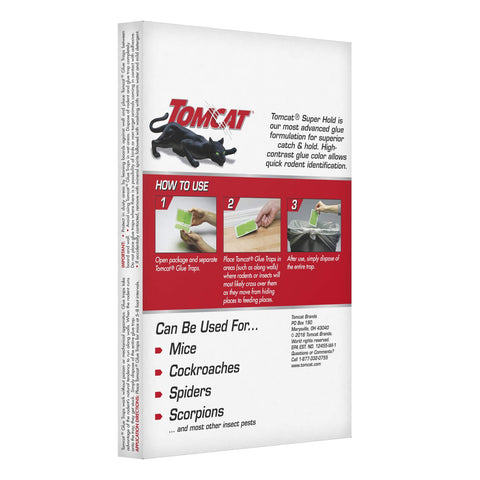 Tomcat glue traps with high-contrast color for quick pest spotting.