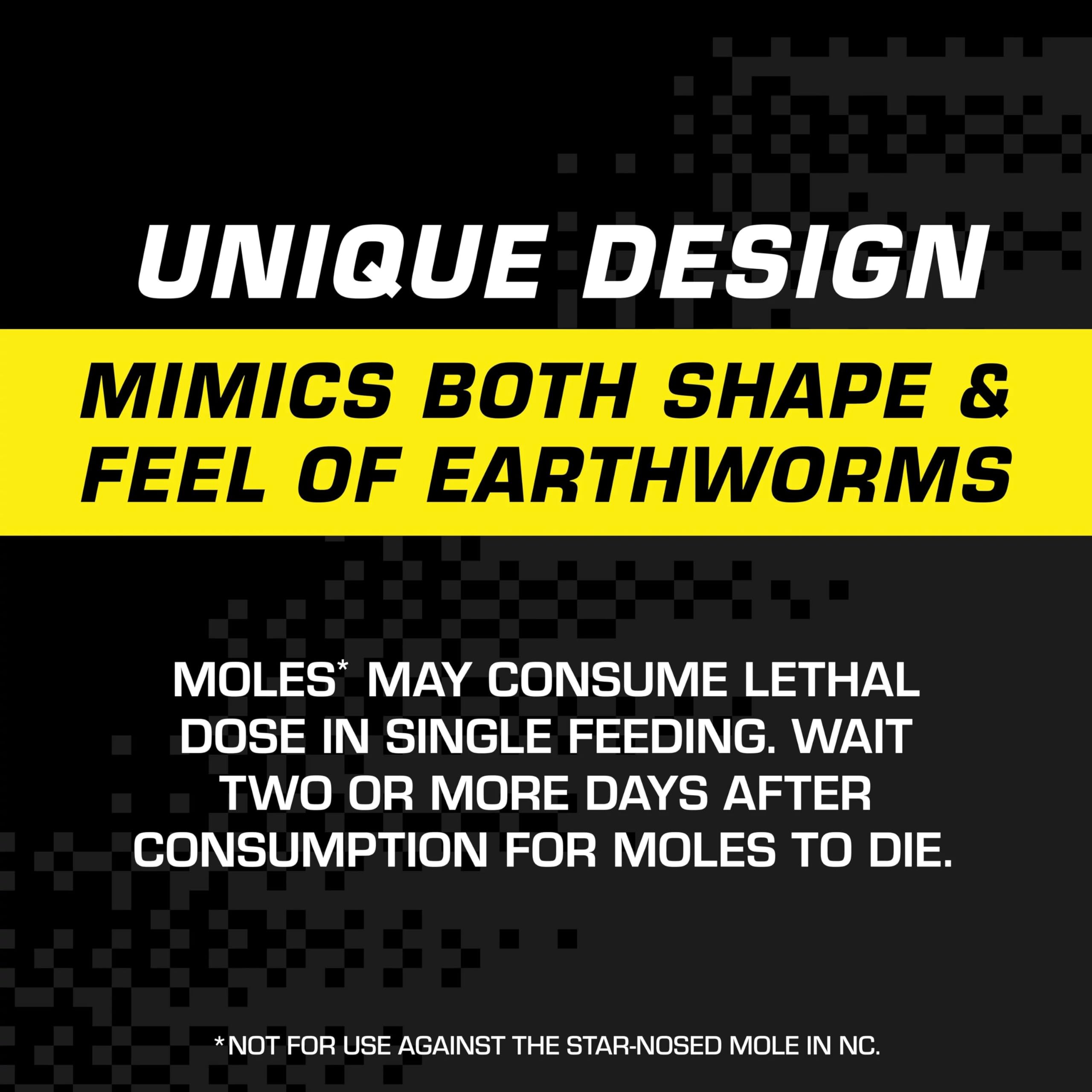 Tomcat Mole Killer works in deep tunnels to reduce mole activity.