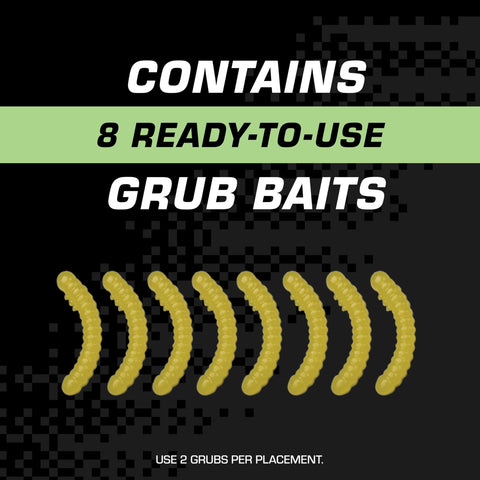 Close-up of grub-shaped bait by Tomcat Mole Killer Grubs to mimic natural prey.
