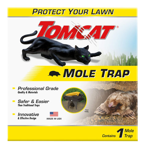 Tomcat Mole Trap with dual-spring curve jaw captures moles quickly and cleanly.