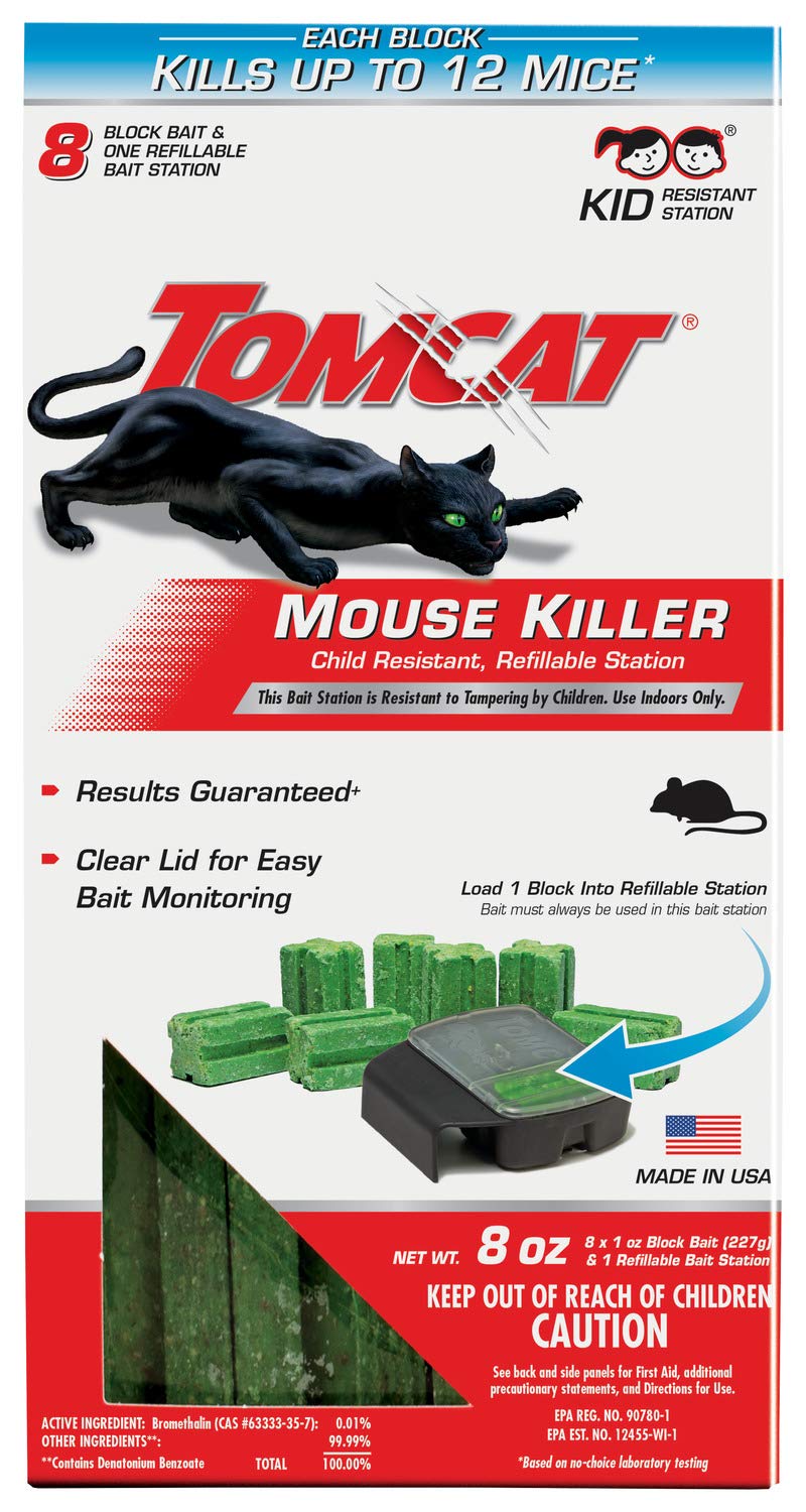 Tomcat Mouse Killer Station with clear lid for easy bait monitoring