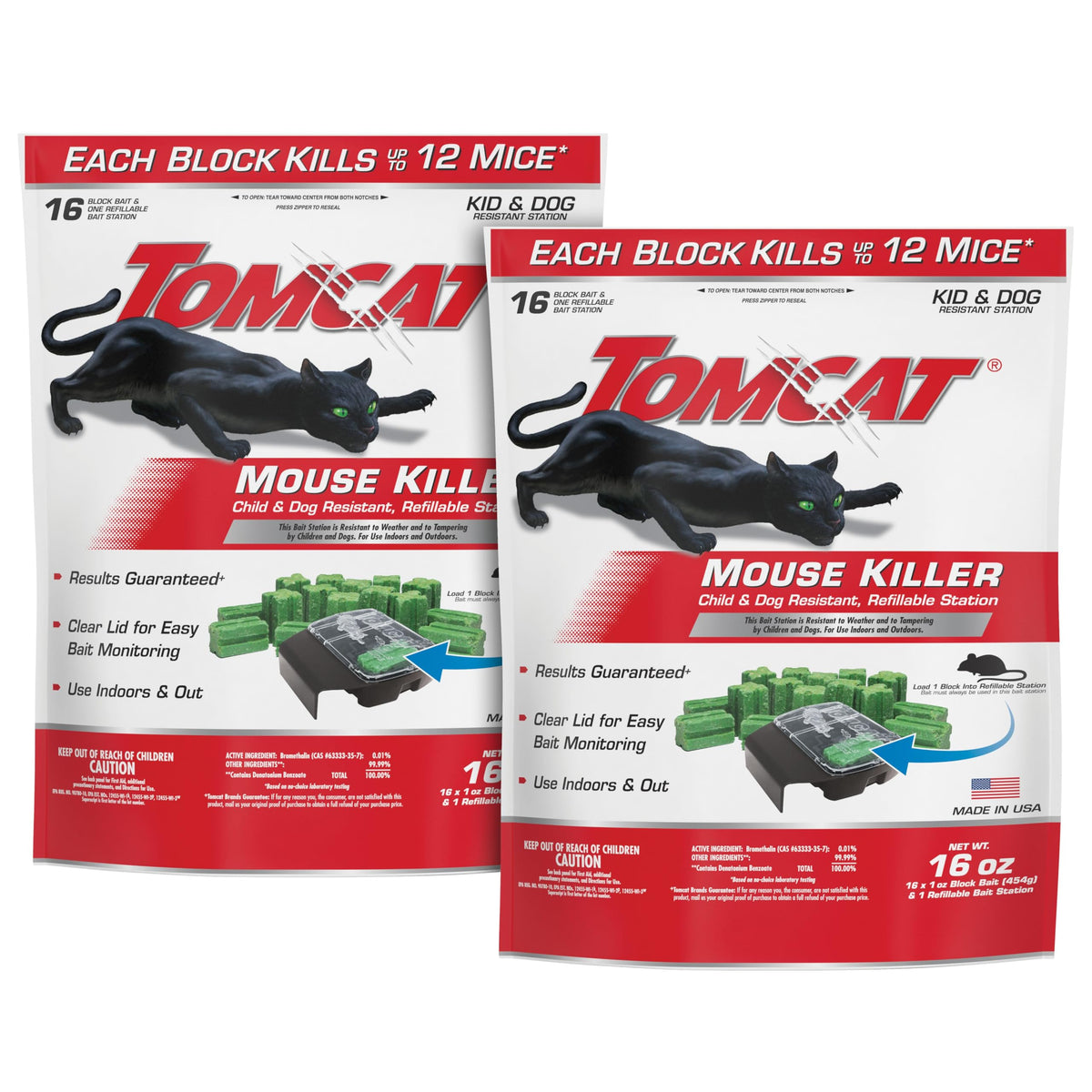 Tomcat Mouse Killer Station in weatherproof housing for versatile indoor or outdoor use.