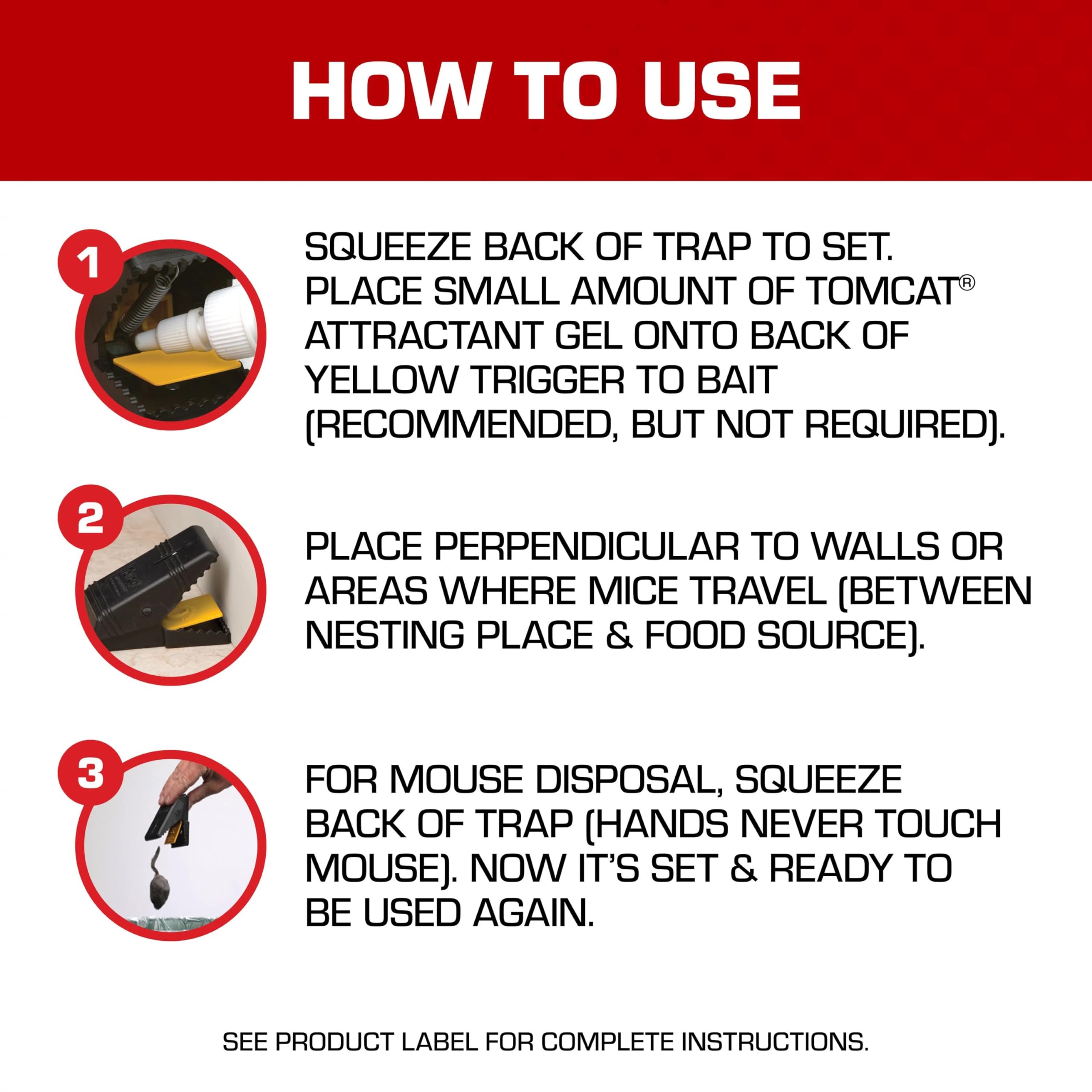 Tomcat Mouse Snap Trap placed along a wall to catch activity.
