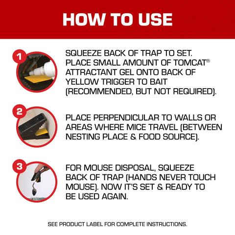 Tomcat Mouse Snap Trap placed along a wall to catch activity.