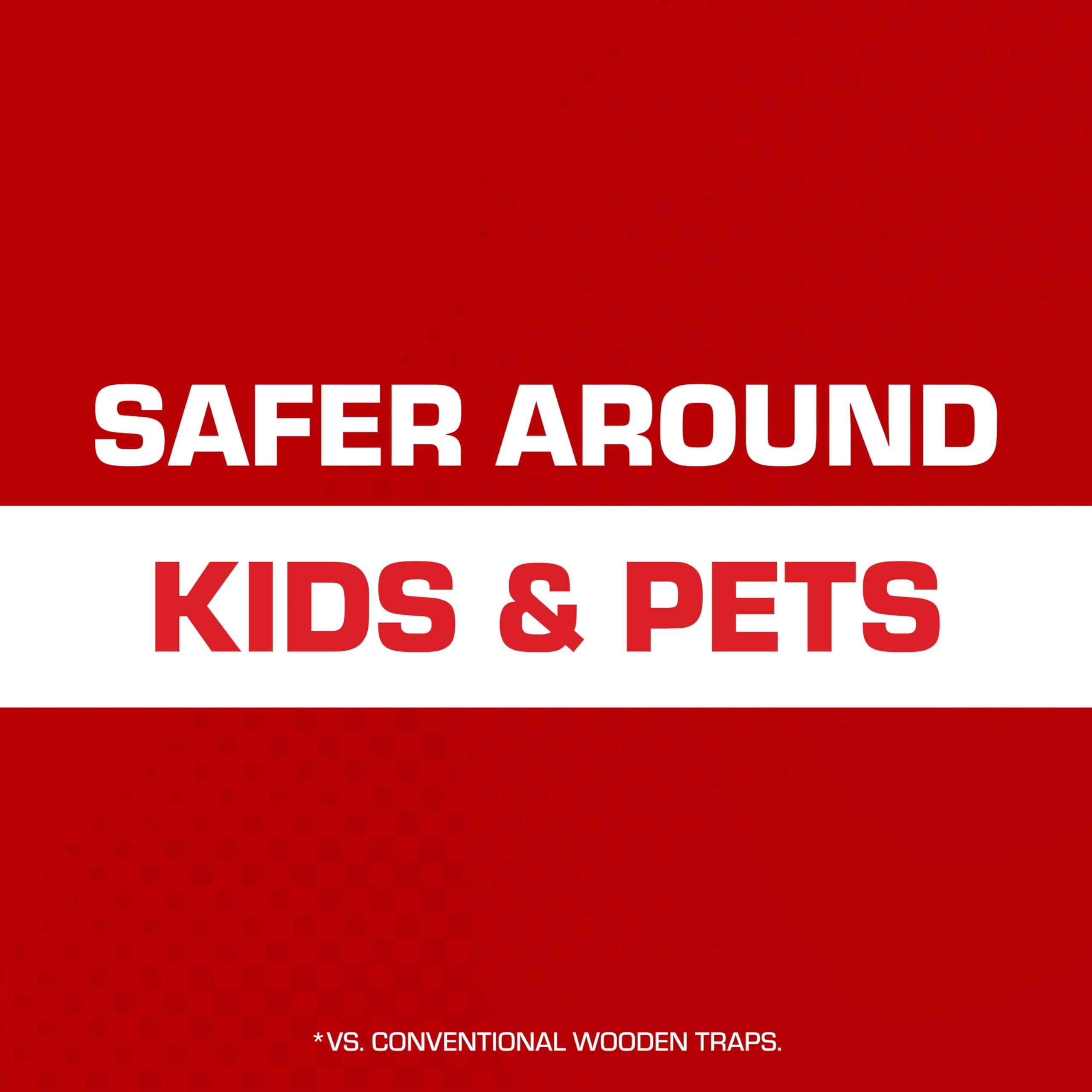 Tomcat Mouse Snap Trap emphasizes safer use around kids and pets.
