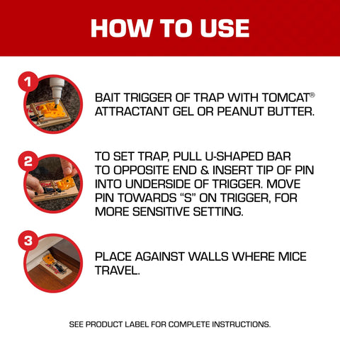 Tomcat wooden mouse traps shown with a 24-pack case for value.