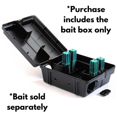 Tomcat Outpost bait station installed in both vertical and horizontal configurations.