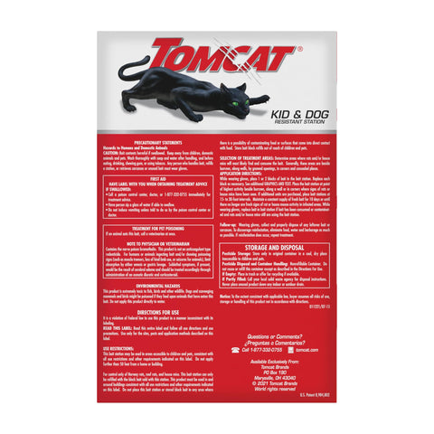 Tomcat station shows bait blocks inside for effective rodent control.