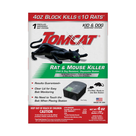 Tomcat rat and mouse killer station with lid monitoring for bait usage