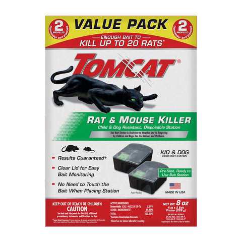 Tomcat rat and mouse killer station 2-pack ready for quick setup and use