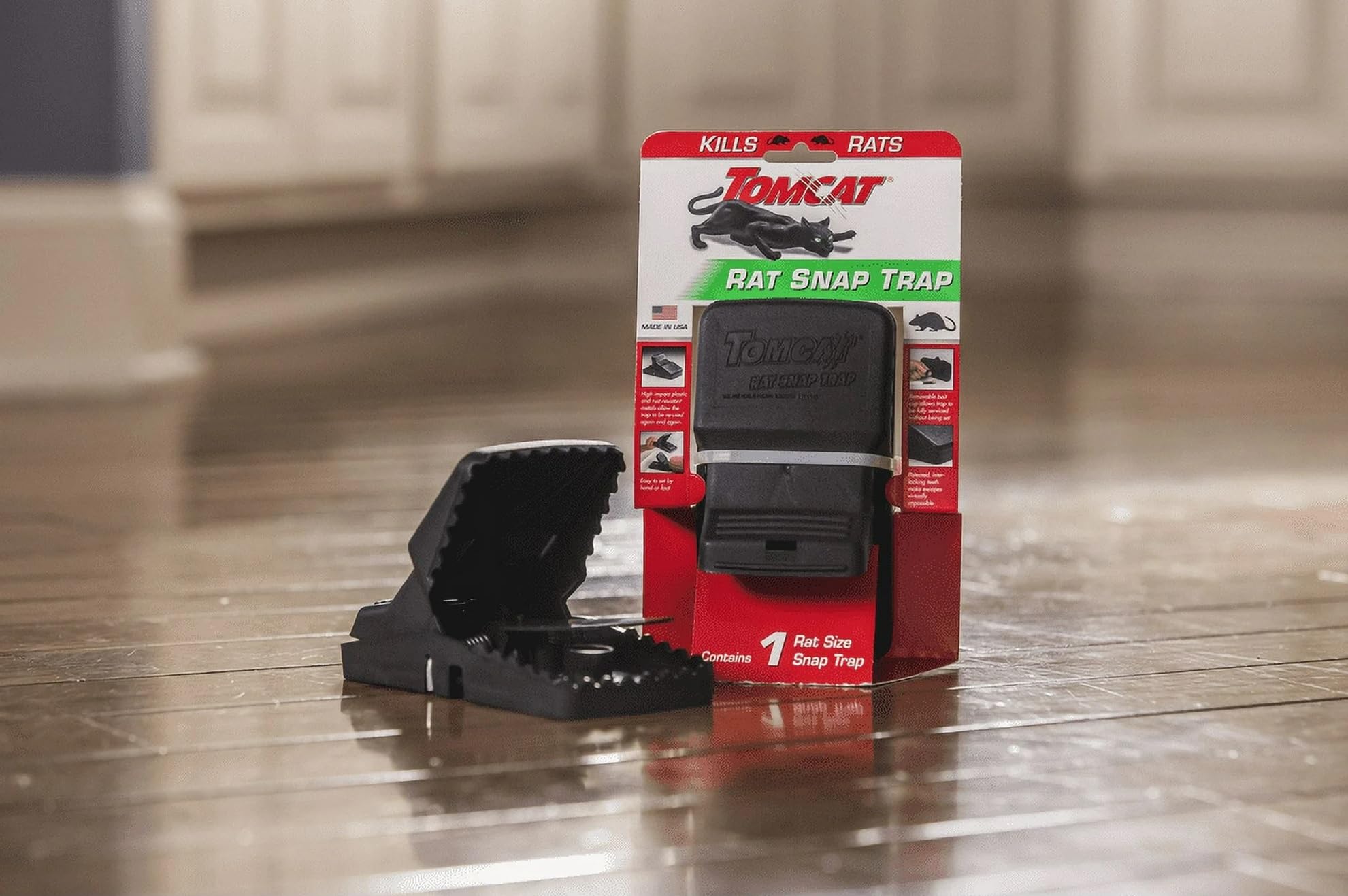 Tomcat Rat Snap Trap kitchen corner placement for home control