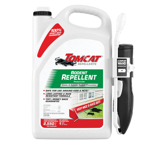 Tomcat rodent repellent bottle with peppermint, garlic and cinnamon deters mice and rats