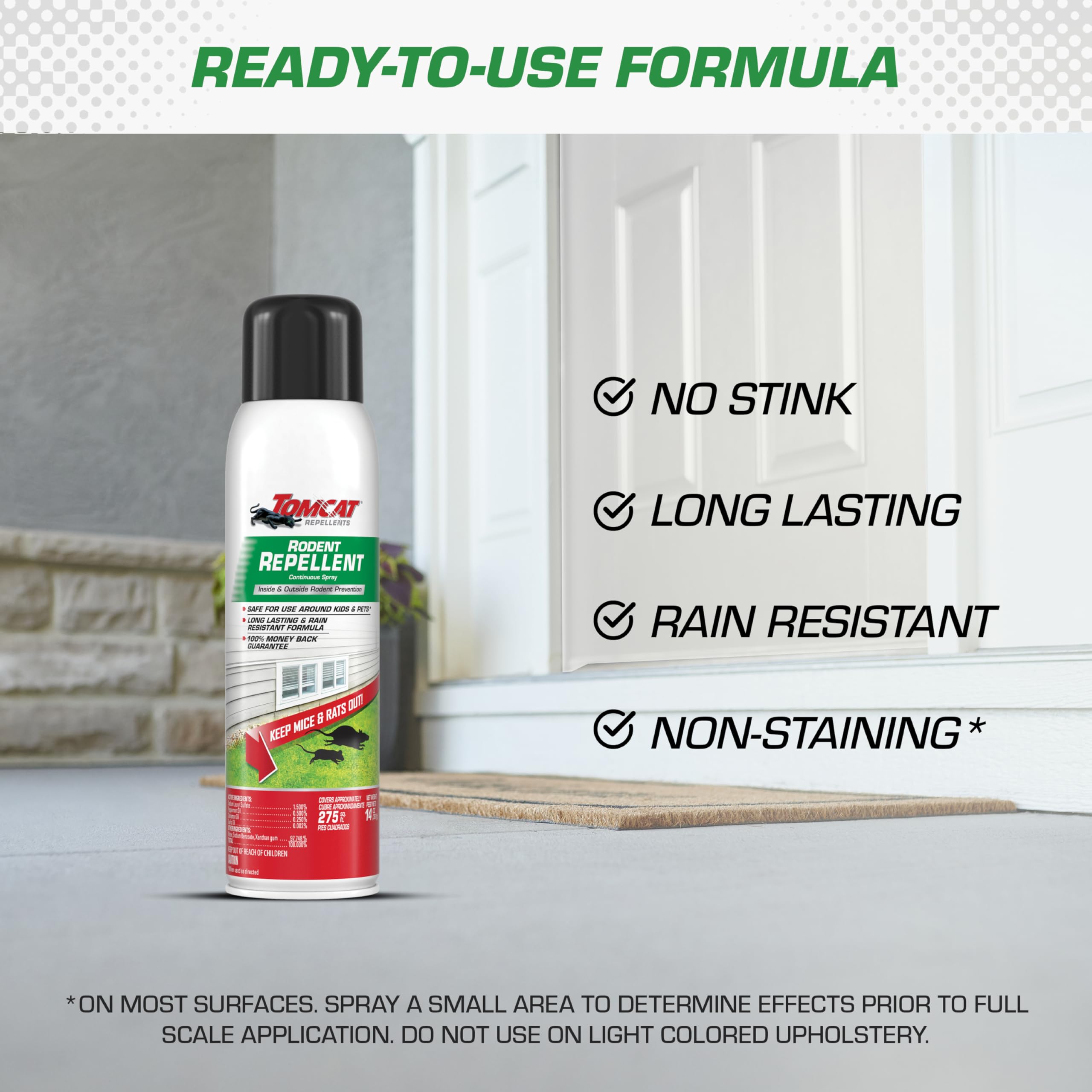 Cinnamon, peppermint, and garlic oils create a scent-based deterrent.