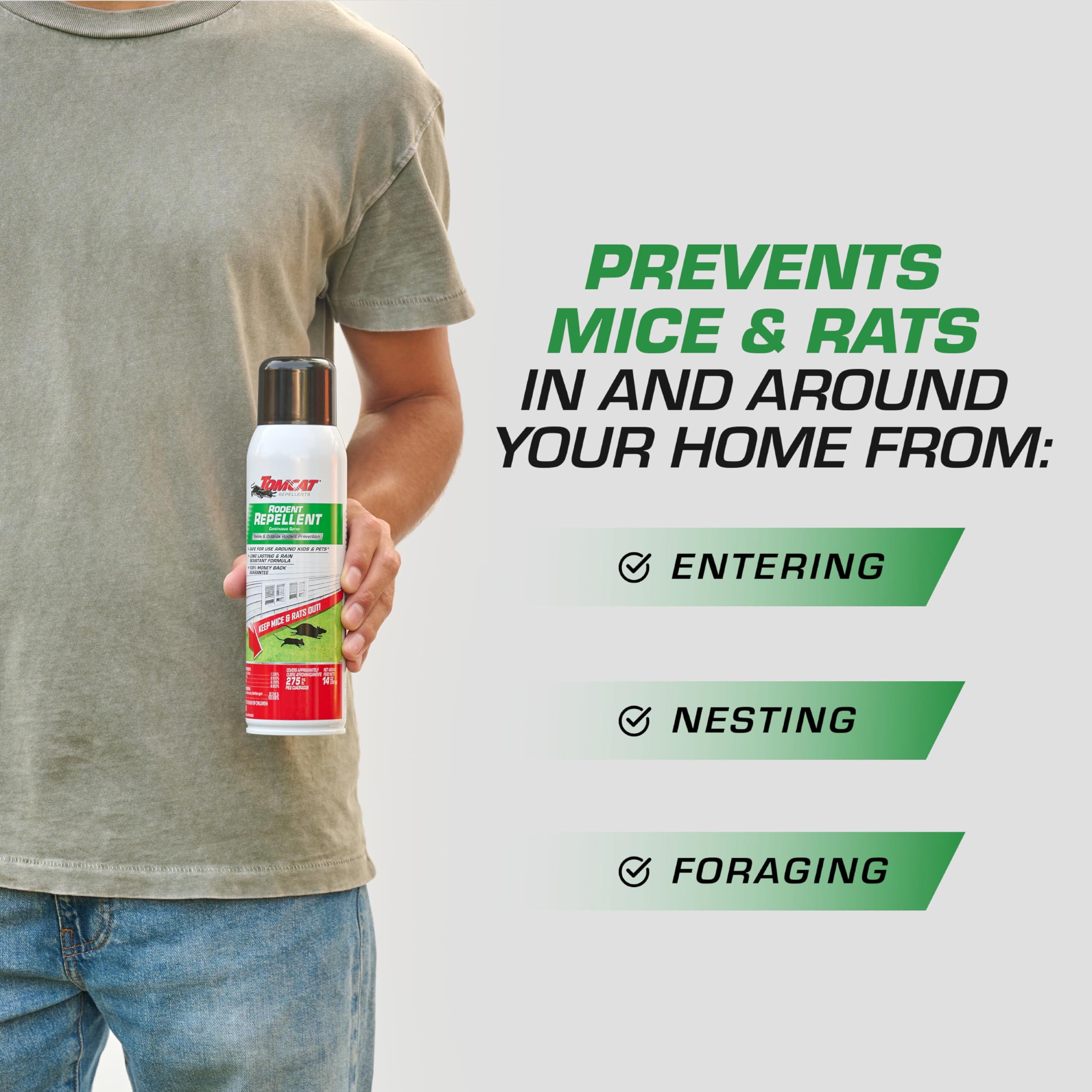 Spray at doors and windows to deter rodent entry.
