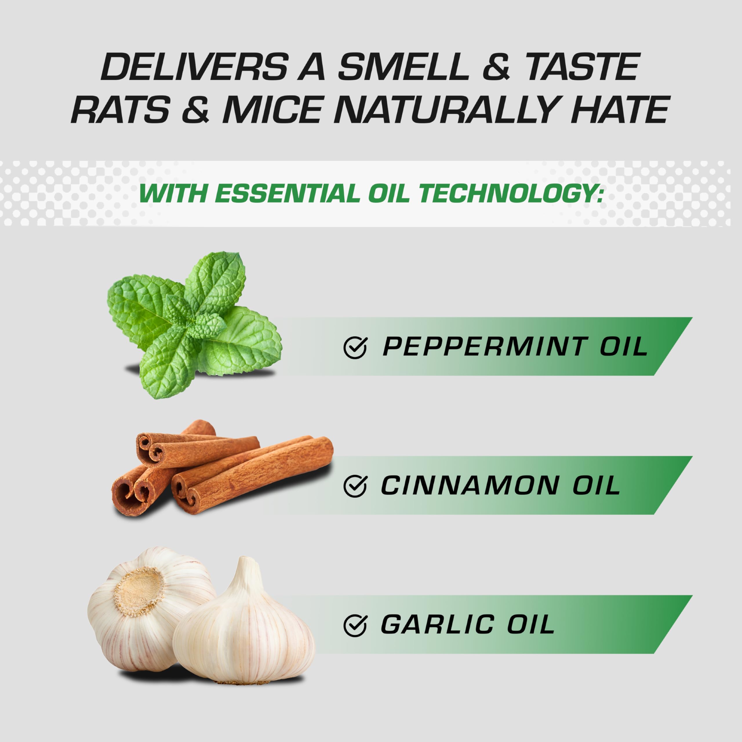 Tomcat no-stink formula keeps spaces pleasant while deterring pests.