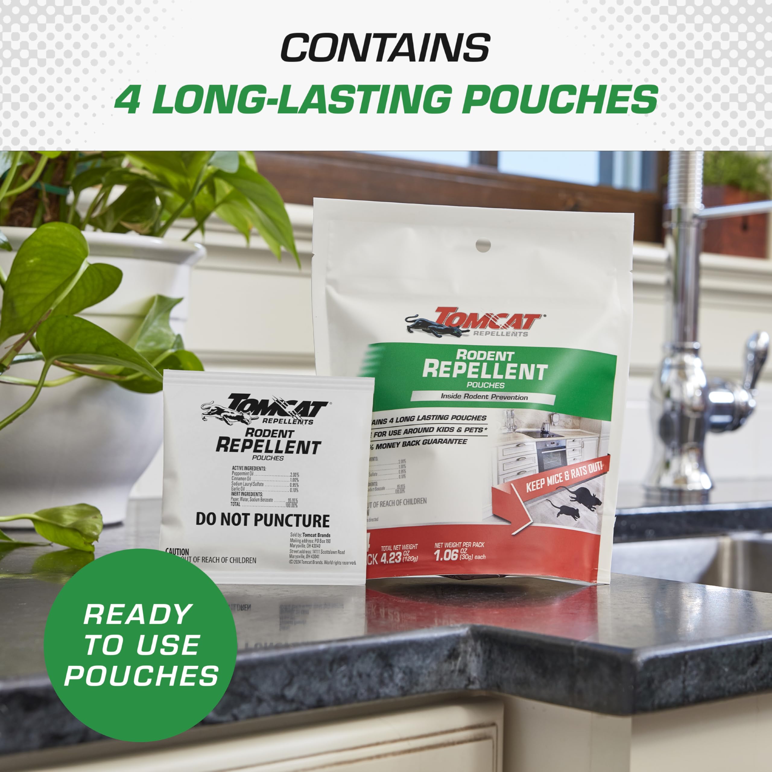 Tomcat Rodent Repellent Pouch in a closet for indoor protection.