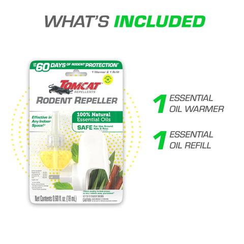 Tomcat Rodent Repeller refill bottle supports continuous scent-based deterrence