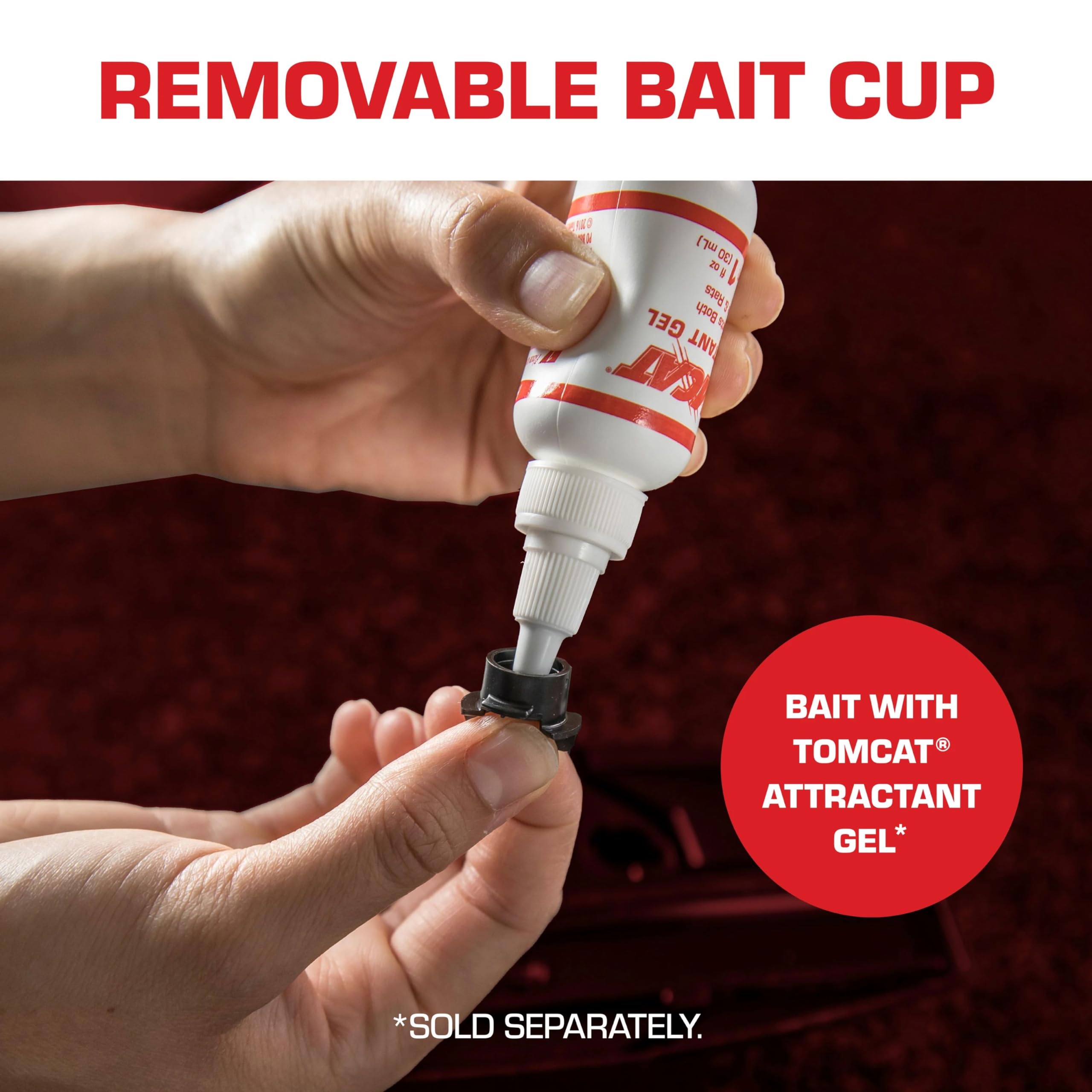 Tomcat Spin Trap bait cup ready for attractant gel or peanut butter.