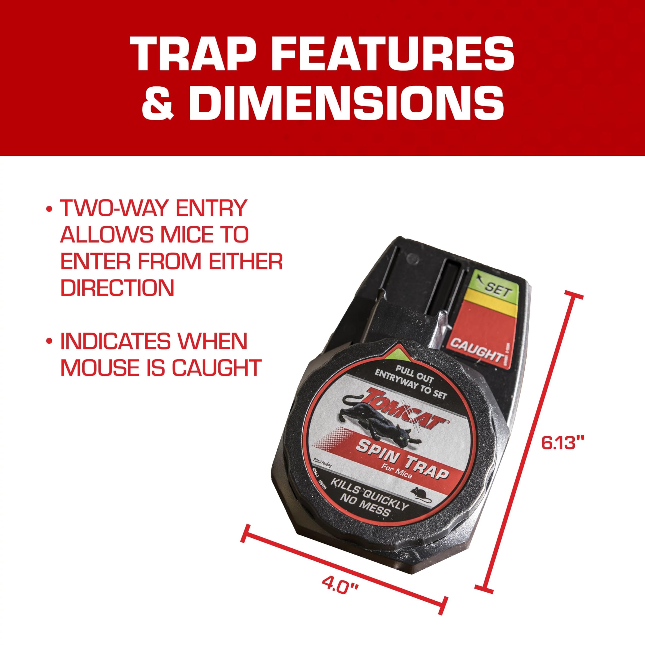 Tomcat Spin Trap with a clear caught indicator for simple disposal.