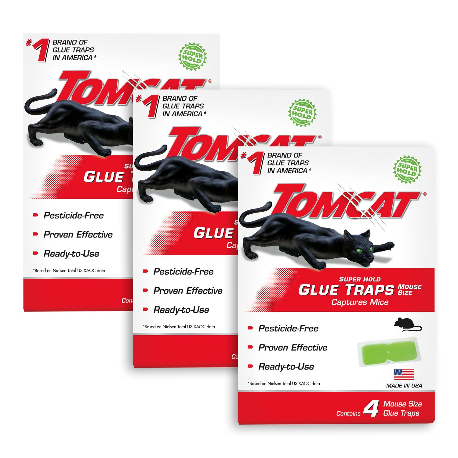 Tomcat Super Hold Glue Traps (mouse size), ready to use for quick rodent control