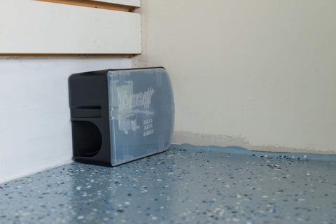 Tamper-resistant Tomcat station keeping bait secure from children and pets.