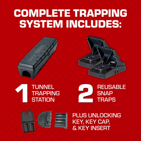Tomcat Tunnel Trapping System inside view with traps secured for tamper resistance