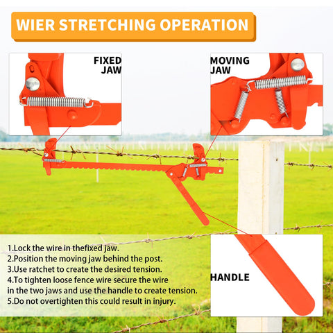 TOMESHA fence stretcher 360° swivel feature enables left and right handed use.
