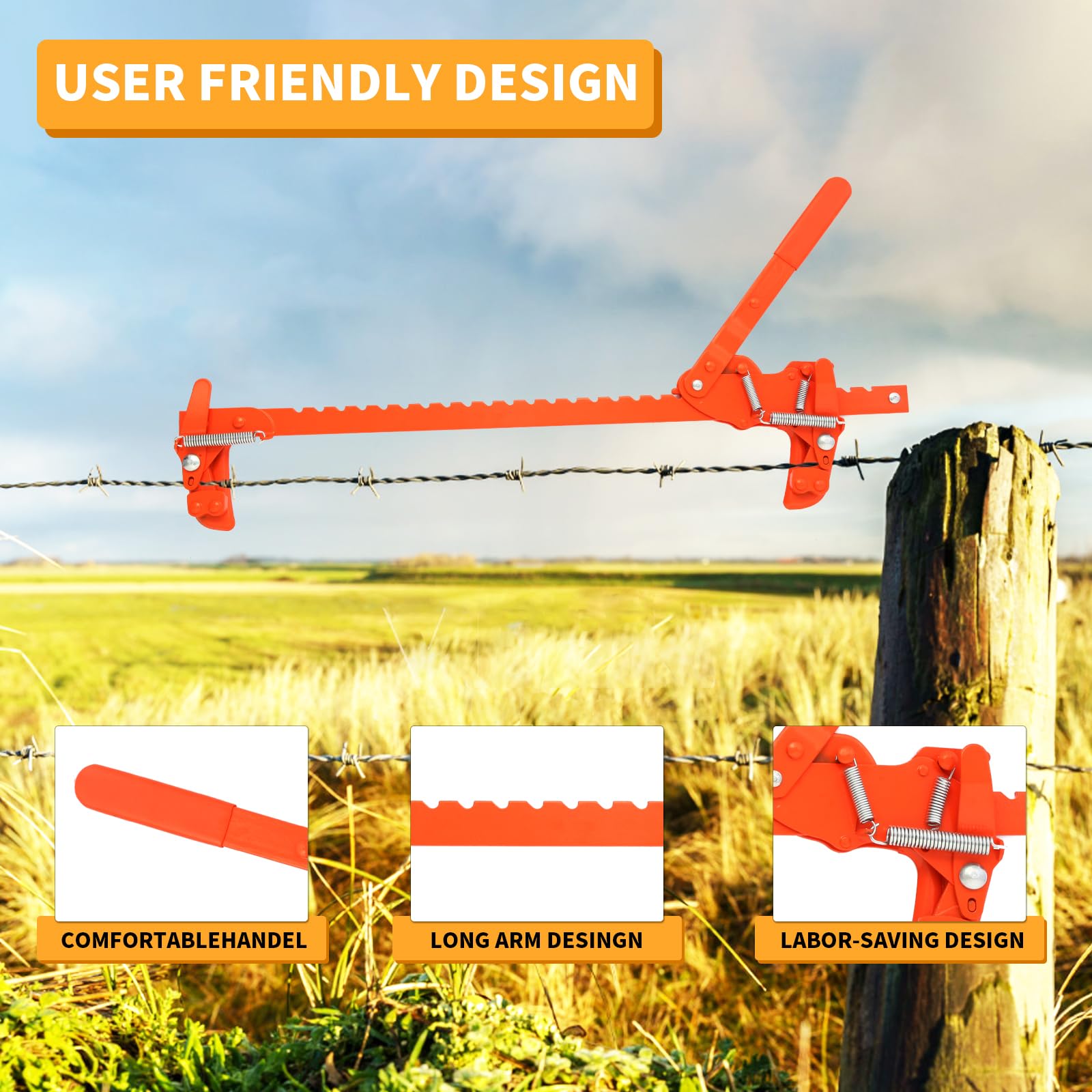 TOMESHA fence splicer image illustrates uniform tension across multiple wires.