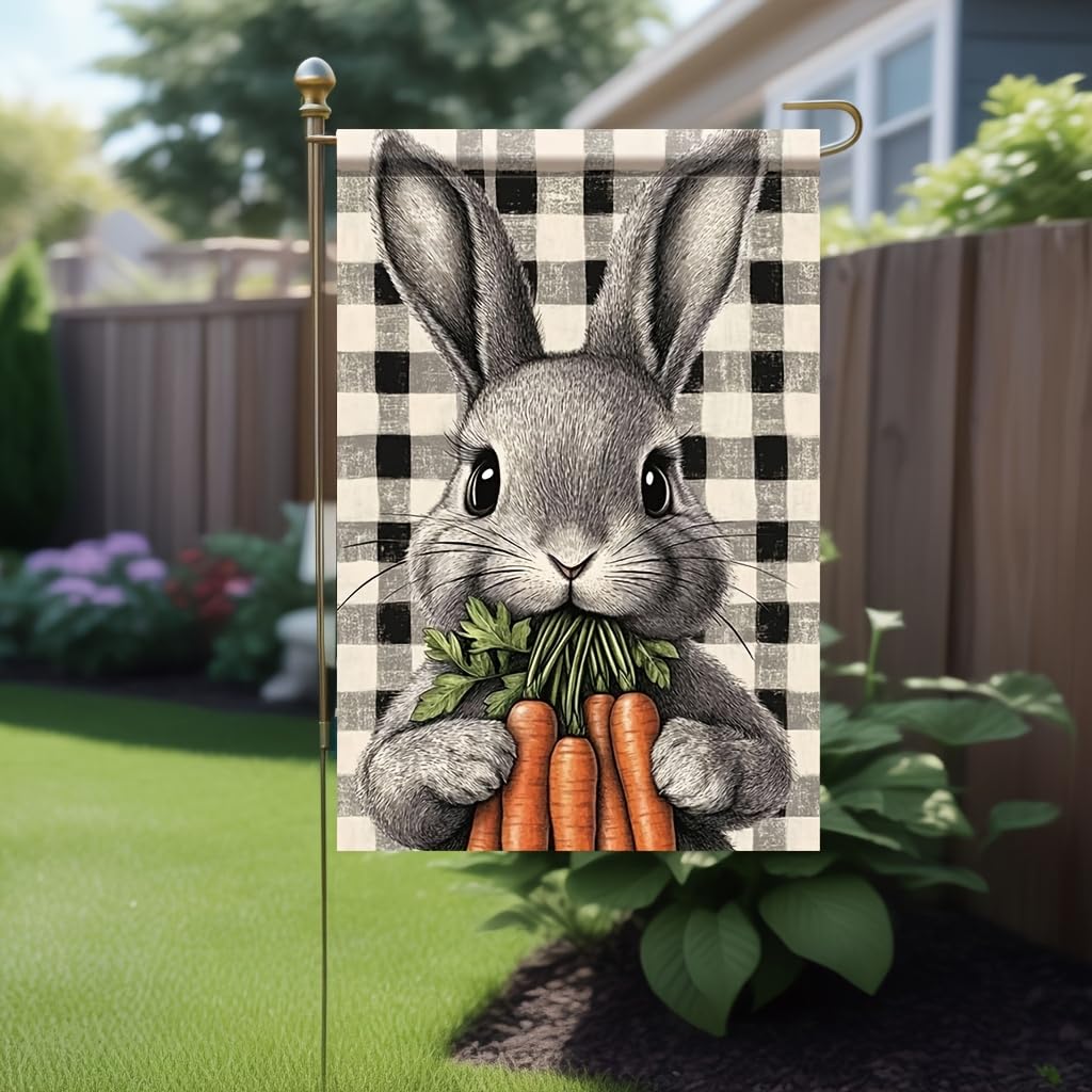 TOMHONG farmhouse charm flag blends cute bunny art with rustic style.