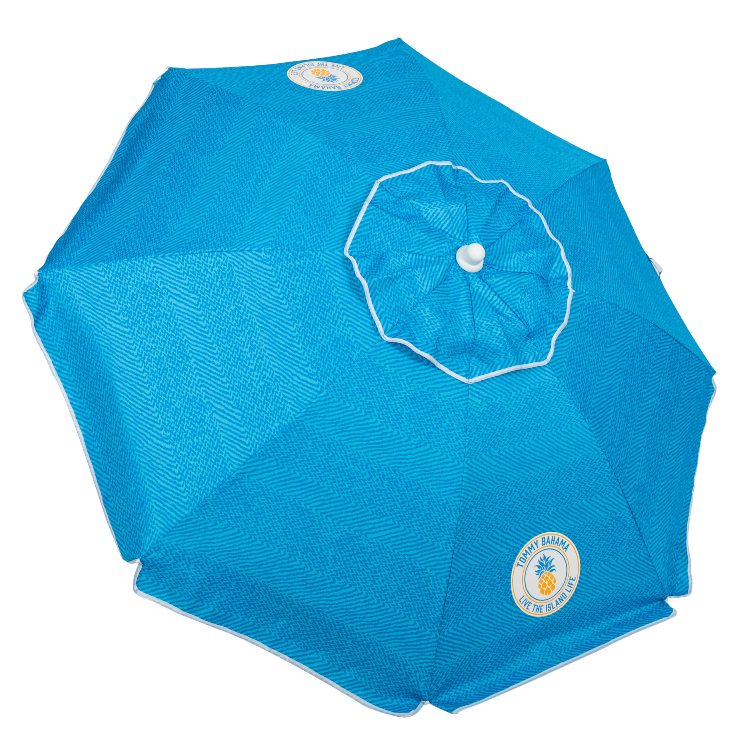Tommy Bahama 6ft Tilt Beach Umbrella provides shade at the beach