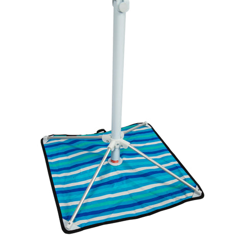 Tommy Bahama adjustable tilt and pole allow shade from multiple angles.