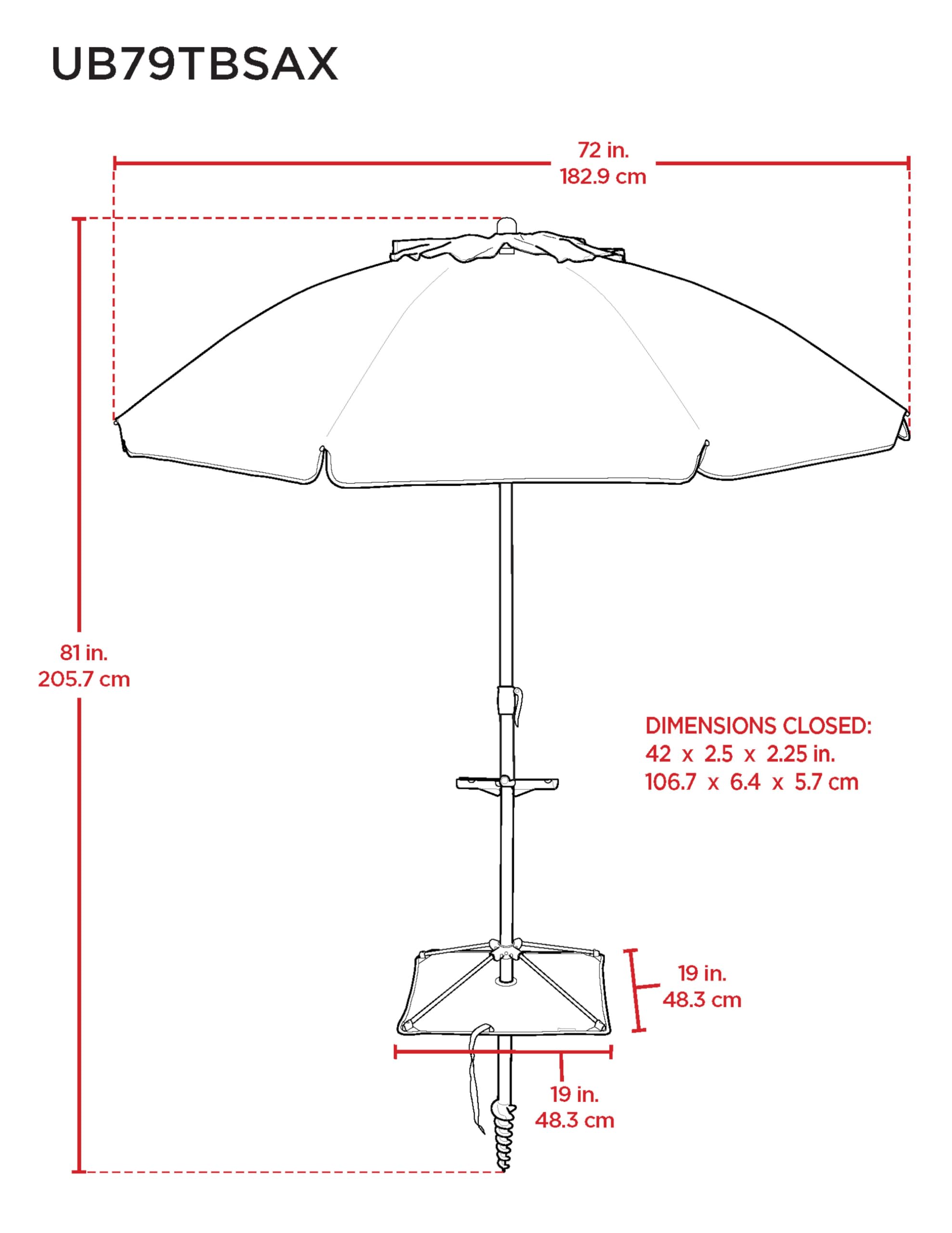 Tommy Bahama AnchorX beach scene with umbrella shows easy setup