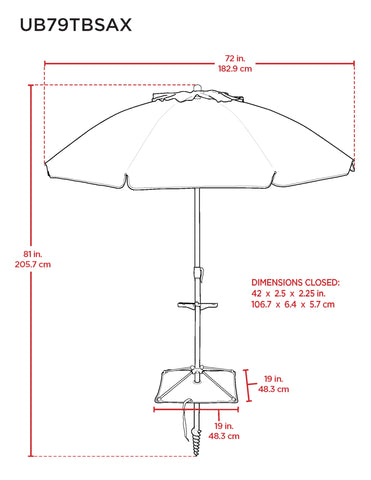 Tommy Bahama AnchorX beach scene with umbrella shows easy setup