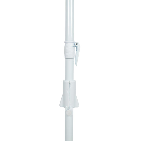 Tommy Bahama blue stripe umbrella adds coastal style and shade.