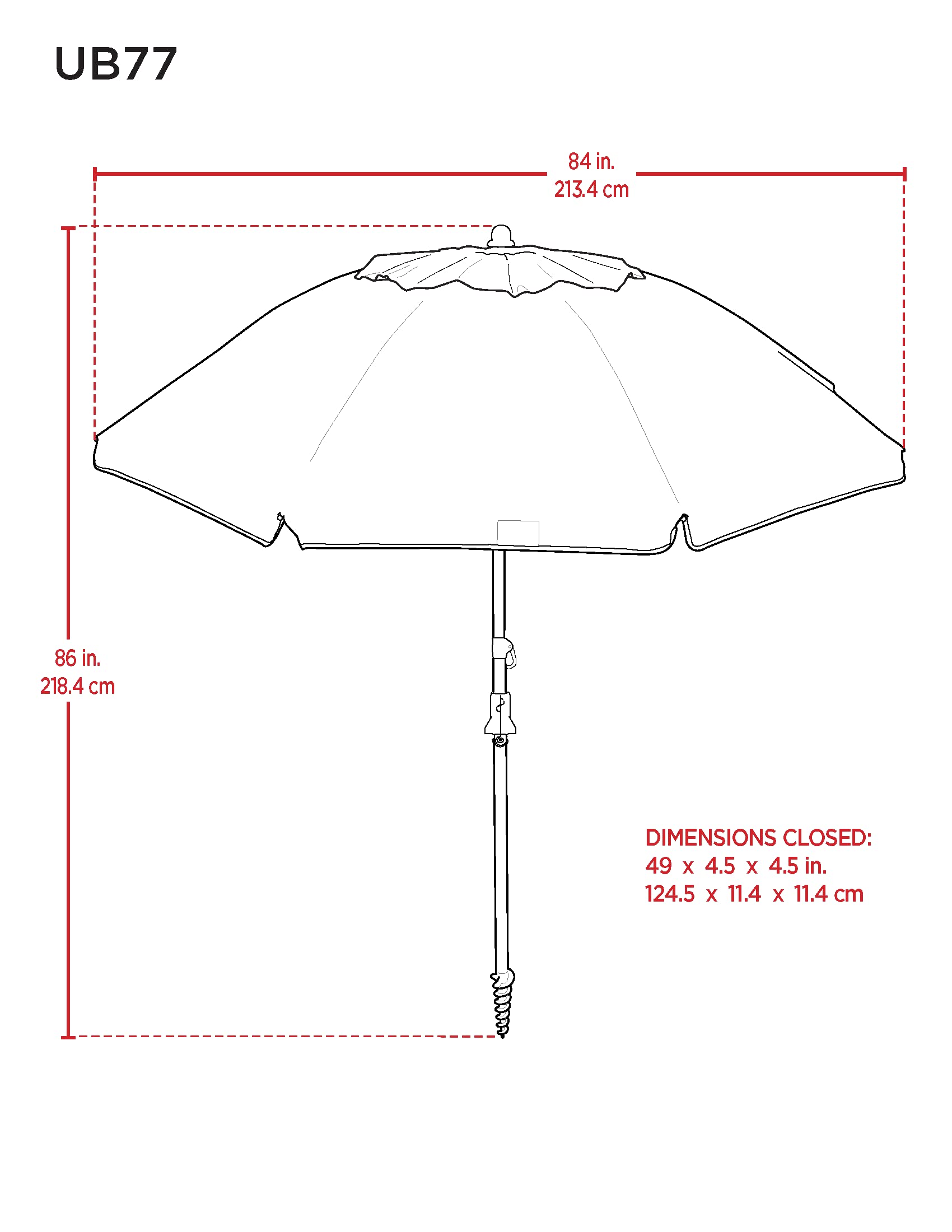 Tommy Bahama carrying bag included for easy umbrella transport.