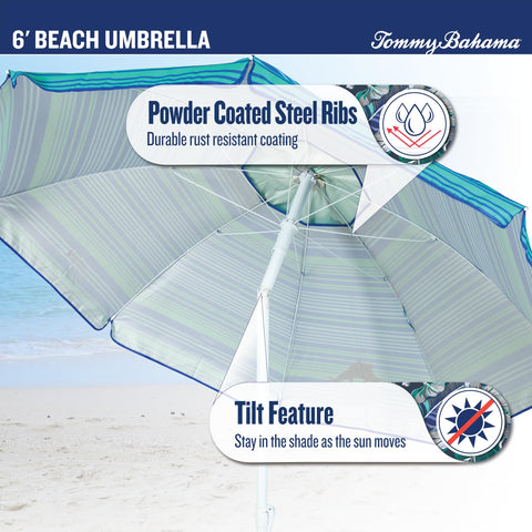 Tommy Bahama sand anchor keeps the umbrella steady on sand