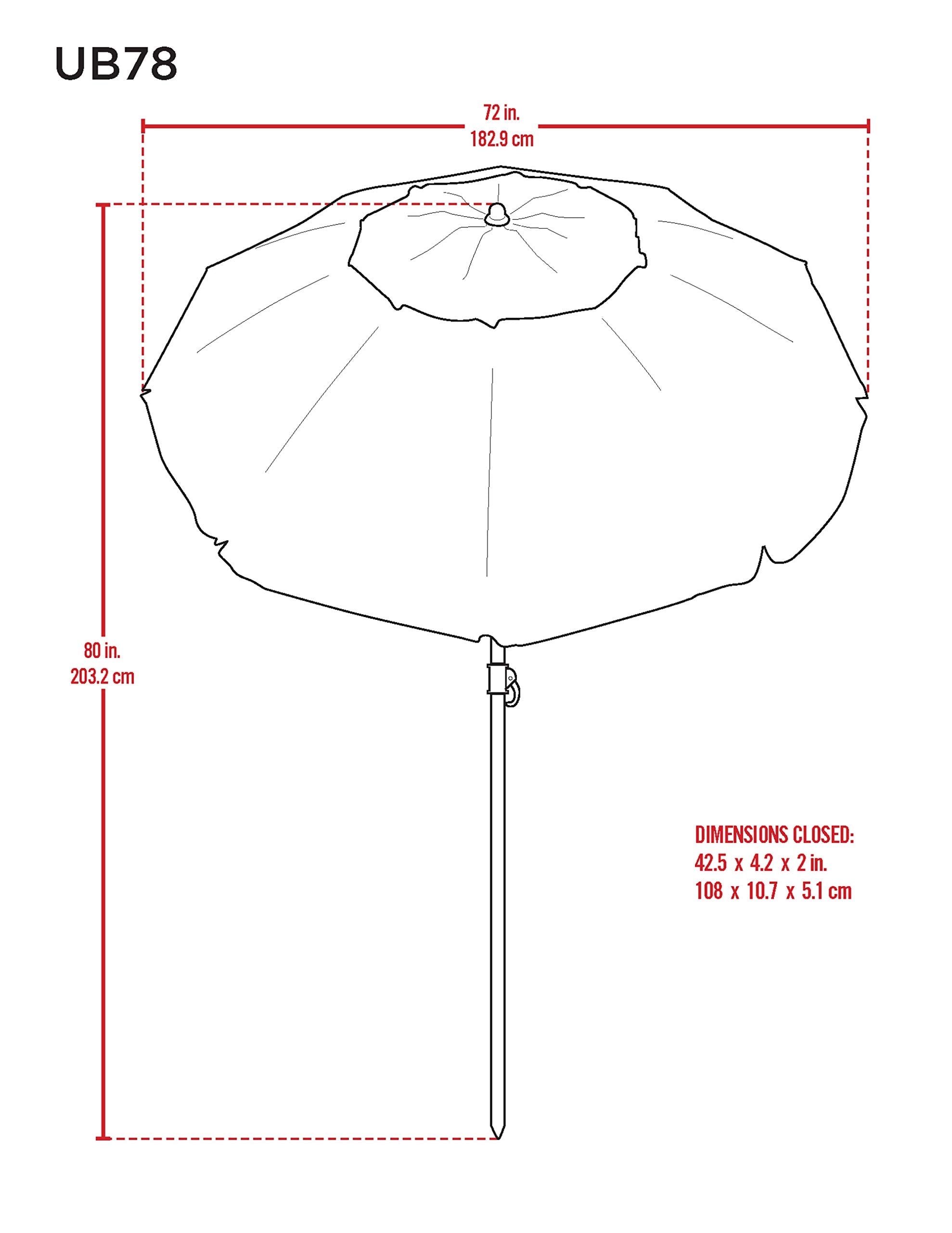 Tommy Bahama Tilt Umbrella powder-coated steel frame resists rust