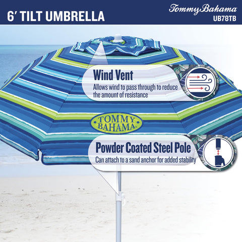 Tommy Bahama heavy-duty 300 denier polyester canopy for rugged outdoors.