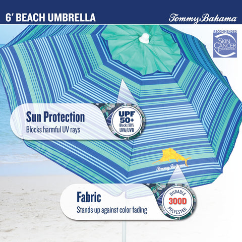 Tommy Bahama UPF 50+ fabric blocks sun exposure during outdoor use