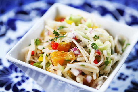 TomorrowSeeds jicama harvest basket full of roots for healthy meals.