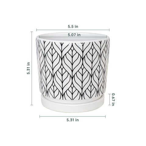Ton Sin ceramic planter with attached saucer helps minimize water runoff.