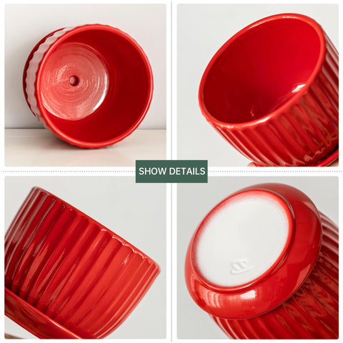 Ton Sin red ceramic pot close-up showing drainage holes