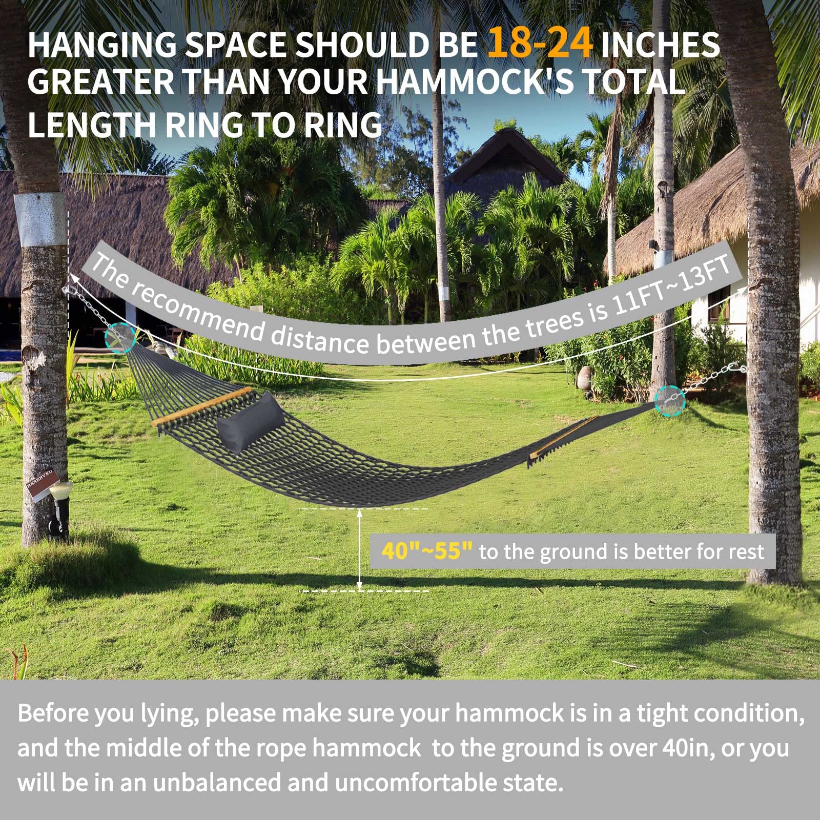 TONAHUTU hammock with detachable pillow for added comfort