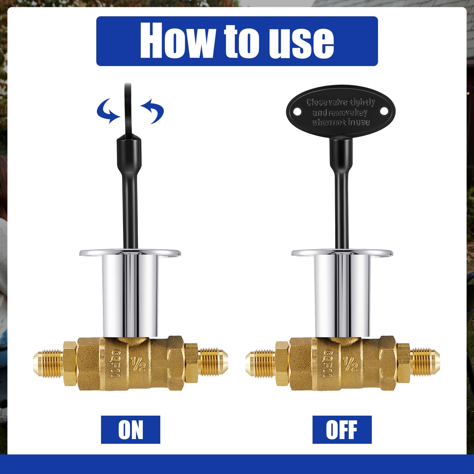 Tondiamo brass fireplace key for outdoor and indoor use, bright color for quick locating.