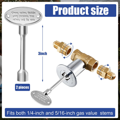 Tondiamo fireplace key 3in brass chrome for easy on/off of gas valves