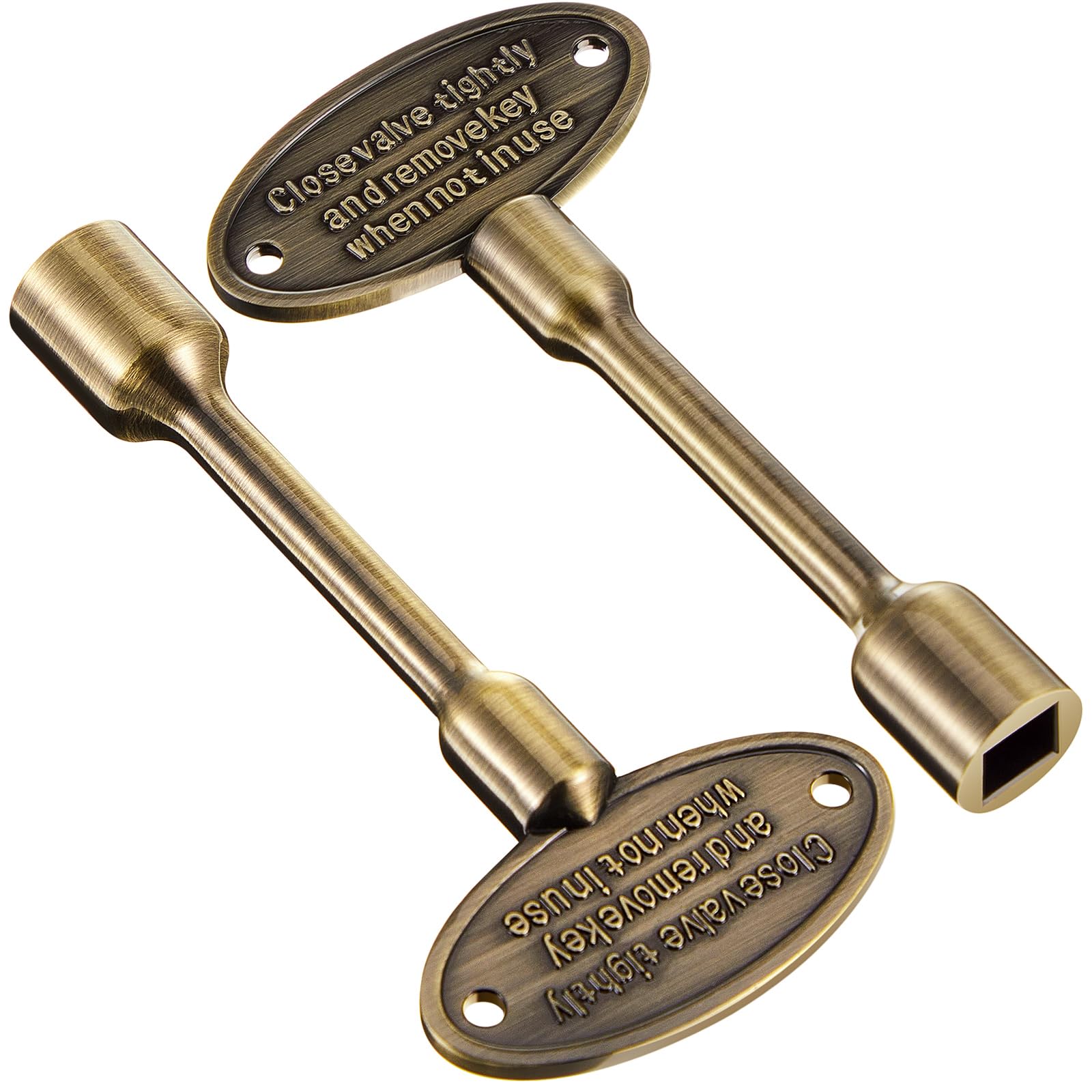 Tondiamo gas valve key in polished brass, 3-inch front view for easy valve control.