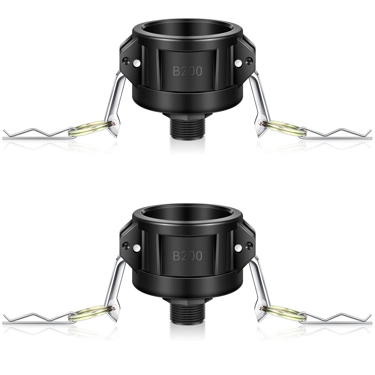 Tondiamo IBC tote drain adapter with camlock enabling 2in to 3/4in conversion.
