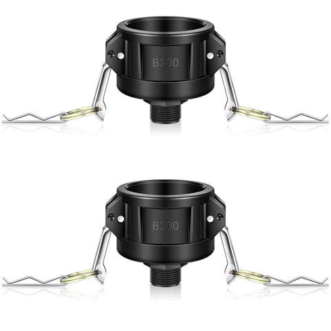 Tondiamo IBC tote drain adapter with camlock enabling 2in to 3/4in conversion.